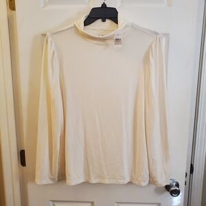Loft sz XL cowl neck top NWT ivory/cream layering basic staple classic long slv